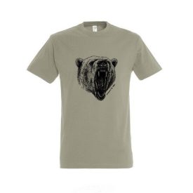   Munkavédelmi  Póló TOP_PK-H_BEAR 2XL-es khaki, medvefej minta, kereknyakú, 100% pamut