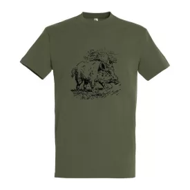   Munkavédelmi  Póló TOP_PK-H_BOAR 2XL-es khaki, vaddisznó minta, kereknyakú, 100% pamut