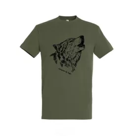   Munkavédelmi  Póló TOP_PK-H_WOLF 2XL-es khaki, farkasfej minta, kereknyakú, 100% pamut
