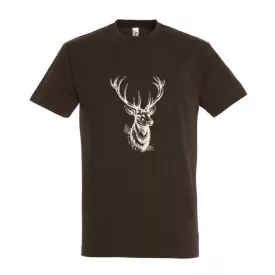   Munkavédelmi  Póló TOP_PK-H_DEER_HEAD 2XL-es barna, szarvasfej minta, kereknyakú, 100% pamut
