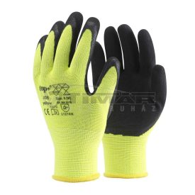   Munkavédelmi  Kesztyű Sárga-fekete latex mártott, érdesített TOP_JOB-L    9/L
