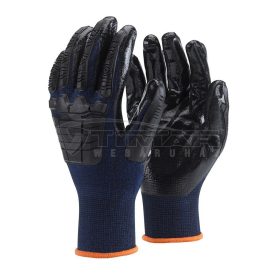   Munkavédelmi  Kesztyű Kék-fekete nitril mártott, beütődés elleni védelem TOP_SHIELD-M  8/M