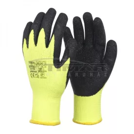  Munkavédelmi  Kesztyű Téli/bélelt fekete-citromsárga latex mártott TOP_WINTER_Y-L  9/L