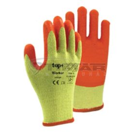   Munkavédelmi  Kesztyű Narancssárga-sárga latex mártott, érdesített TOP_WORKER_ORANGE-M  8/M