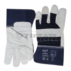   Munkavédelmi  Kesztyű Kék-fehér marhahasíték, pamut kézhát, A-minőség TOP_COW-A-12  12/XXXL