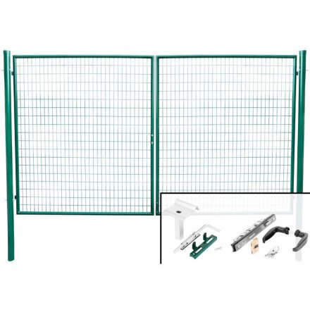 ST Strend Pro METALTEC DUO Kétszárnyú kerti kapu ZÖLD 3580x1750mm, osztás: 50x100mm  432209