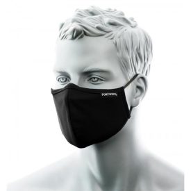   Munkavédelmi  Arcmaszk PORTWEST CV34 Fekete, 2 rétegű anti-mikrobiális PW-CV34BKR