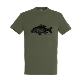   Munkavédelmi  Póló TOP_PK-H_CARP 2XL-es khaki, ponty minta, kereknyakú, 100% pamut