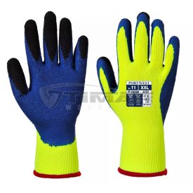   Munkavédelmi  Kesztyű PORTWEST A185 Duo-Thermal Téli/bélelt citromsárga-kék duplán latex mártott PW-A185Y4RL  9/L