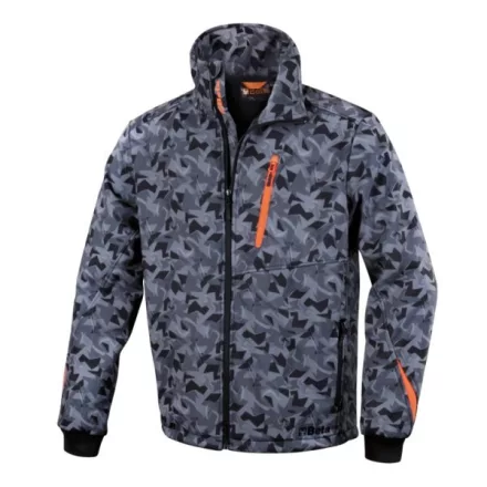 Munkavédelmi  Kabát 076580106 BETA 7658CM/XXXL softshell, fekete-szürke terepmintás