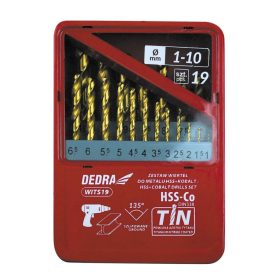   Dedra WITS19 Fémfúrószár készlet HSS-Co5% TiN 1-10mm 19 részes