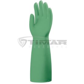   Munkavédelmi  Kesztyű Zöld 45cm hosszú érdesített nitril, sav-, lúg-, olaj-, zsír-, és vegyszerálló 5538  8/M