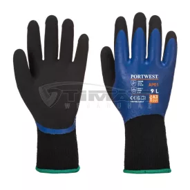   Munkavédelmi  Kesztyű PORTWEST AP01 Thermo Pro Téli/bélelt kék-fekete dupla latex mártott PW-AP01B8RS  7/S