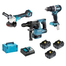   Makita  DLX3119TJ Akkus gép szett (DHP484+DHR243+DGA513) 18V LXT 3x5,0Ah MakPac koffer