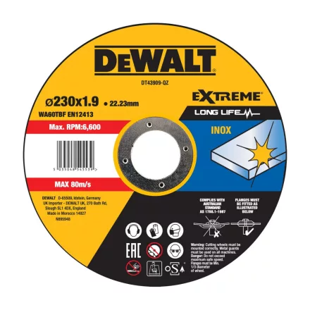 DeWalt  DT43909-QZ Vágótárcsa 230x1,9x22,2mm INOX