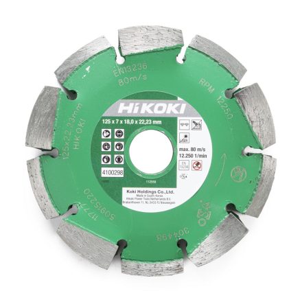 Hikoki  4100298 Gyémánttárcsa szegmentált, 2soros ytong/tégla/beton 125x22,2x7mm T18  /CM5MA