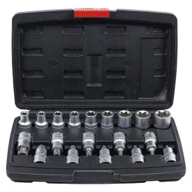   BGS-95100 TORX és E-profilú kézi dugókulcs és bitfej készlet 1/2” 19 részes