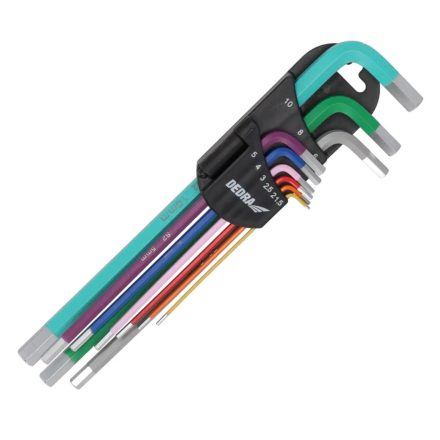 Dedra  06F205 Imbuszkulcs készlet, hatlap 1,5-10mm  színes, extra hosszú, 9 részes