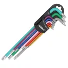 Dedra 06F225 Imbuszkulcs készlet, torx T10-T50  színes, extra hosszú, 9 részes