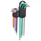 Dedra 06F225 Imbuszkulcs készlet, torx T10-T50  színes, extra hosszú, 9 részes