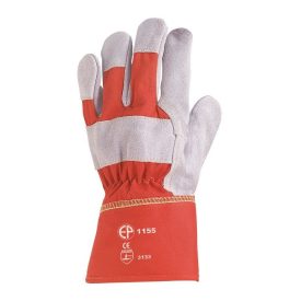   Munkavédelmi  Rakodókesztyű piros-szürke marhahasíték tenyér, vászon kézhát 1155 10/XL