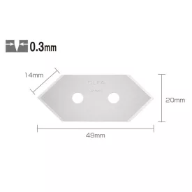   Olfa  Tartalék penge paszpartuvágóba 49mm/20mm/14mm/0,3mm (5db)  MCB-1