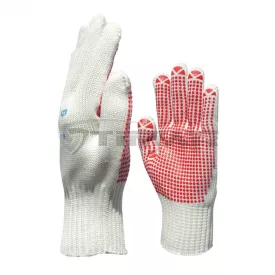   Munkavédelmi  Kesztyű Fehér cérnakesztyű, tenyéren piros pöttyözött 4379  10/XL