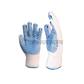   Munkavédelmi  Kesztyű Fehér cérnakesztyű, tenyéren kék pöttyözött 4349  9/L
