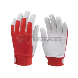   Munkavédelmi  Sofőrkesztyű piros-fehér színsertésbőr, pamut kézhát 838  8/M