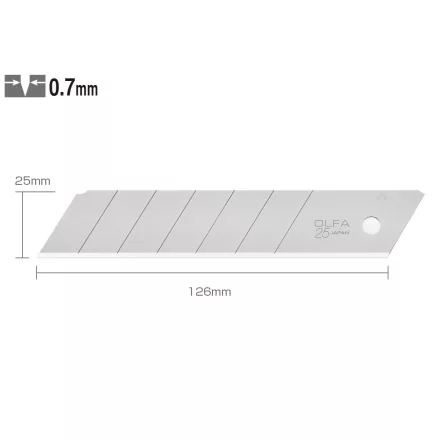 Olfa  Tartalék penge 25mm/126mm/0,7mm (sárga, 5db, bliszteres)  HB-5B