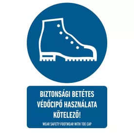   Műanyag tábla 250x160mm/1mm (BIZTONSÁGI BETÉTES VÉDŐCIPŐ HASZNÁLATA KÖTELEZŐ!)