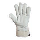 Munkavédelmi  Kesztyű Szürke-fehér színmarhabőr tenyér, vászon kézhát 280  10/XL