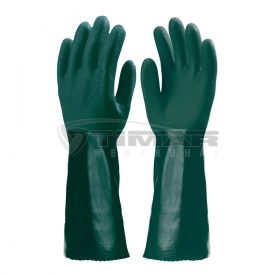   Munkavédelmi  Kesztyű Zöld 40cm hosszú PVC mártott, érdesített, sav-, lúg-, olajálló 3739  9/L