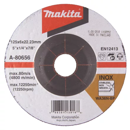 Makita  A-80656 Tisztítótárcsa  INOX, 125x22,23mm, 6,0mm vastag
