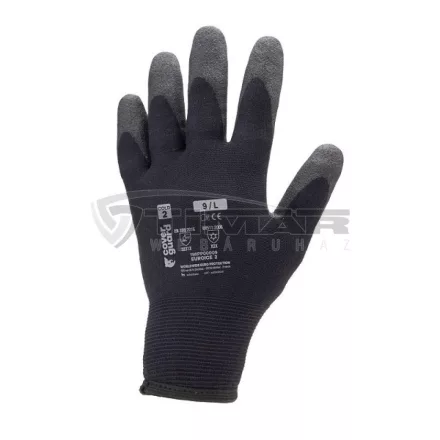 Munkavédelmi  Kesztyű Euroice 2 téli/bélelt fekete PVC mártott, vízálló 1WIPP00010  10/XL