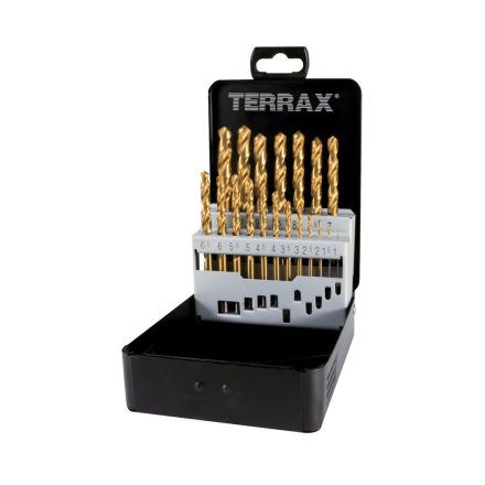 TERRAX  A250214T Fémfúrószár készlet 19 részes, HSS-G TiN 1,0-10,0mm (0,5mm)