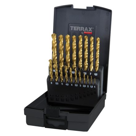 TERRAX  A250214TRO Fémfúrószár készlet 19 részes, HSS-G TiN 1,0-10,0mm (0,5mm)