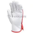 Munkavédelmi  Sofőrkesztyű Fehér-piros színborjúbőr, pamut kézhát 879  9/L