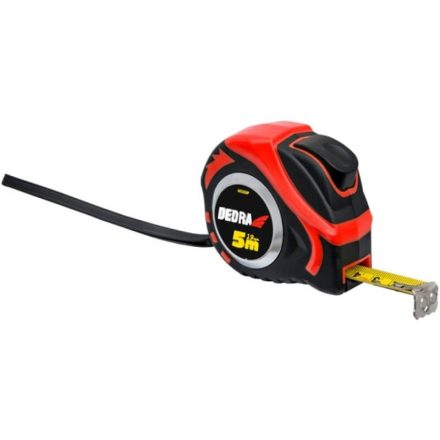 DEDRA M591P 5m/19mm mérőszalag, piros, mágneses, kétoldalas, nylon
