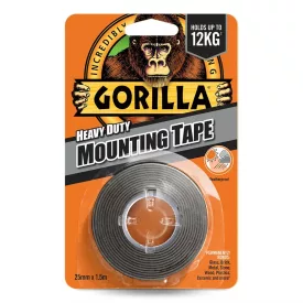   Gorilla  Heavy Duty Mounting Black Tape Ragasztószalag FEKETE, kétoldalú 25,4mm/1,52m 3044200