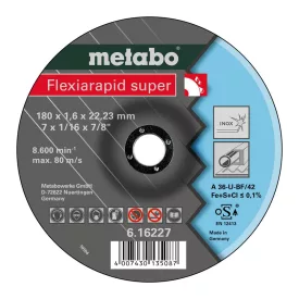   Metabo  616227000 Flexiarapid super vágótárcsa 180x1,6x22,23mm INOX/ACÉL
